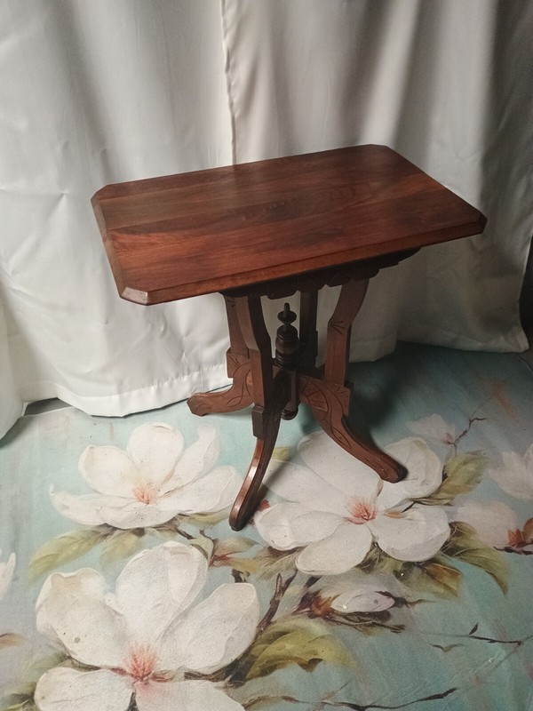 Antique Late Victorian Carved Walnut Parlor Side Table 26"H 26"L 16"W