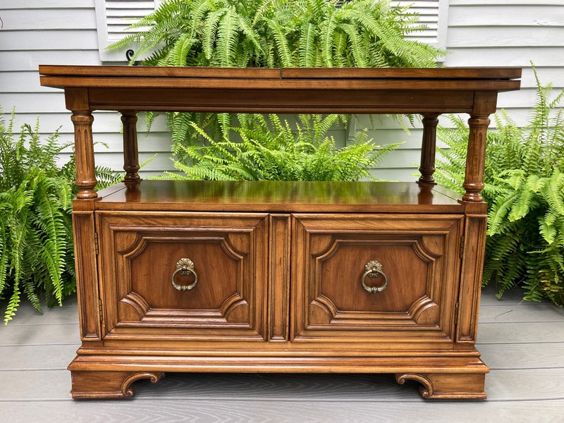 THOMASVILLE MID CENTURY FLIPTOP ROLLING BAR CART SIDEBOARD CABINET CONSOLE TABLE gallery