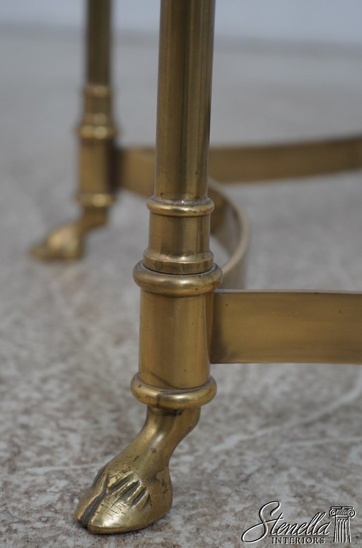68604: LABARGE Glass Top Brass Base Lamp Table w. Hoof Feet gallery