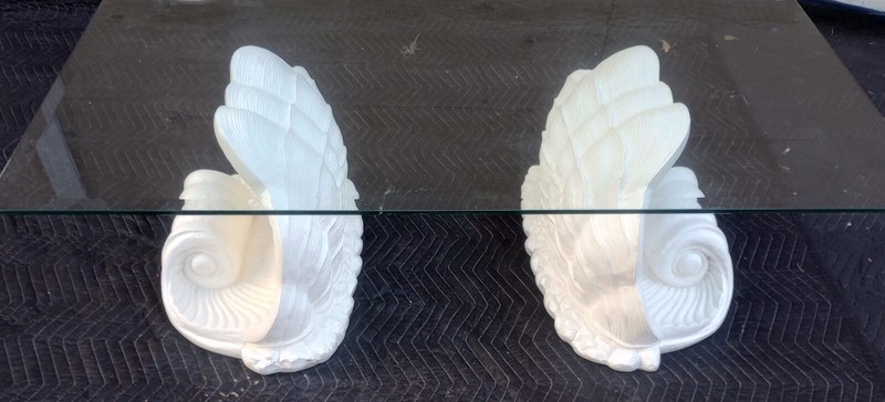Vintage Mid Century Sea Shell Coffee Table Glass Top gallery