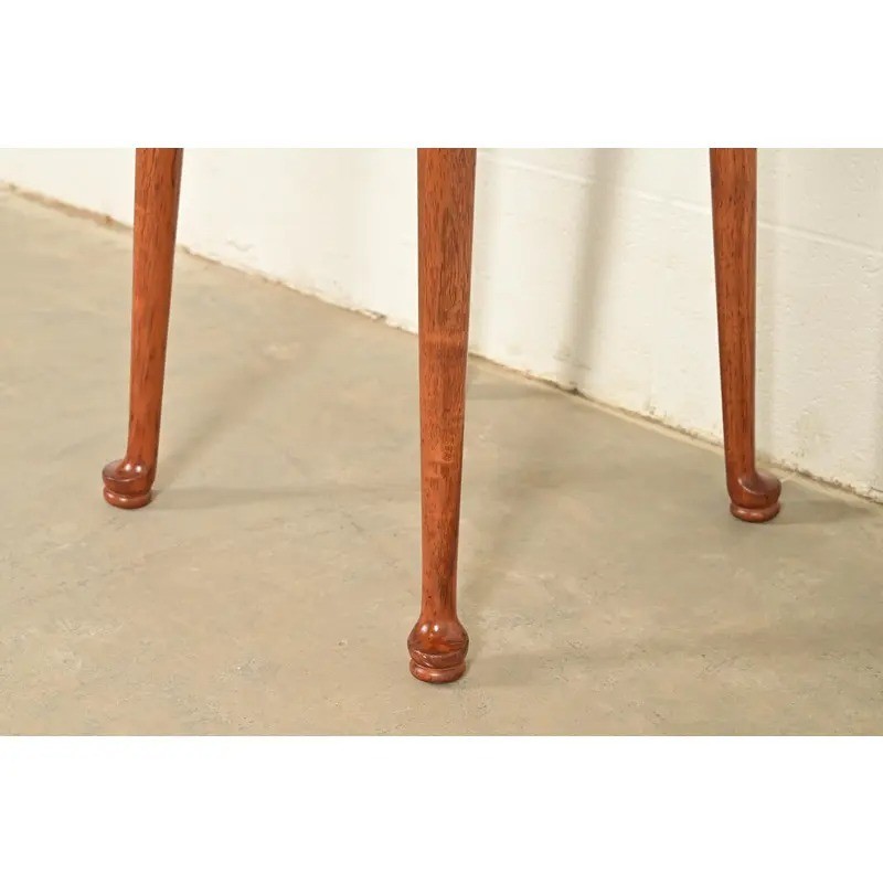 Ethan Allen Style Queen Anne Solid Walnut Tea Table or Occasional Side Table gallery