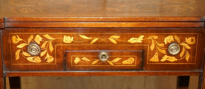 FULLY RESTORED CIRCA 1800 DUTCH MARQUETRY INLAID CHESS POKER GAMES CARDS TABLE gallery