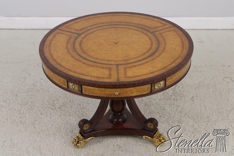 L72218: MAITLAND SMITH Round Mahogany Leather Top Center Table gallery