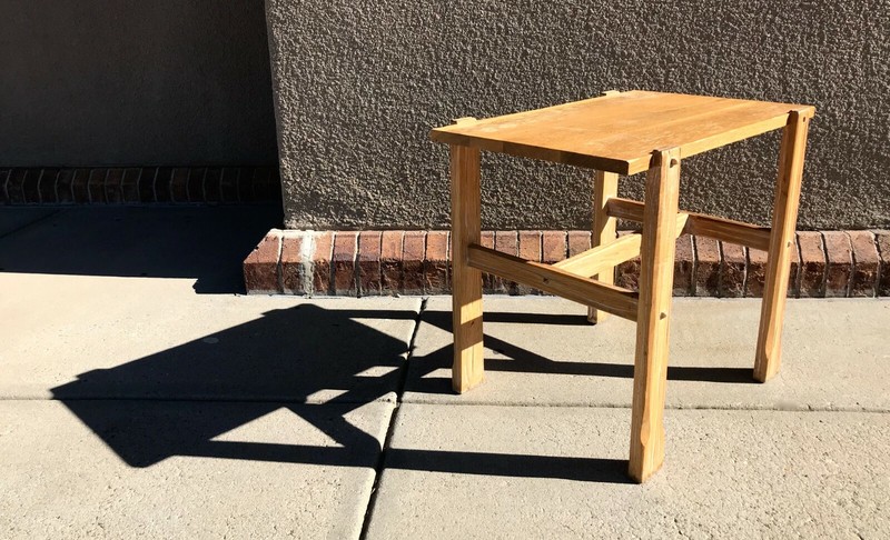 A Brandt Ranch Oak Unique Open Shelf Nightstand Side Table 17 1/4 x 25 x 21 3/4″
