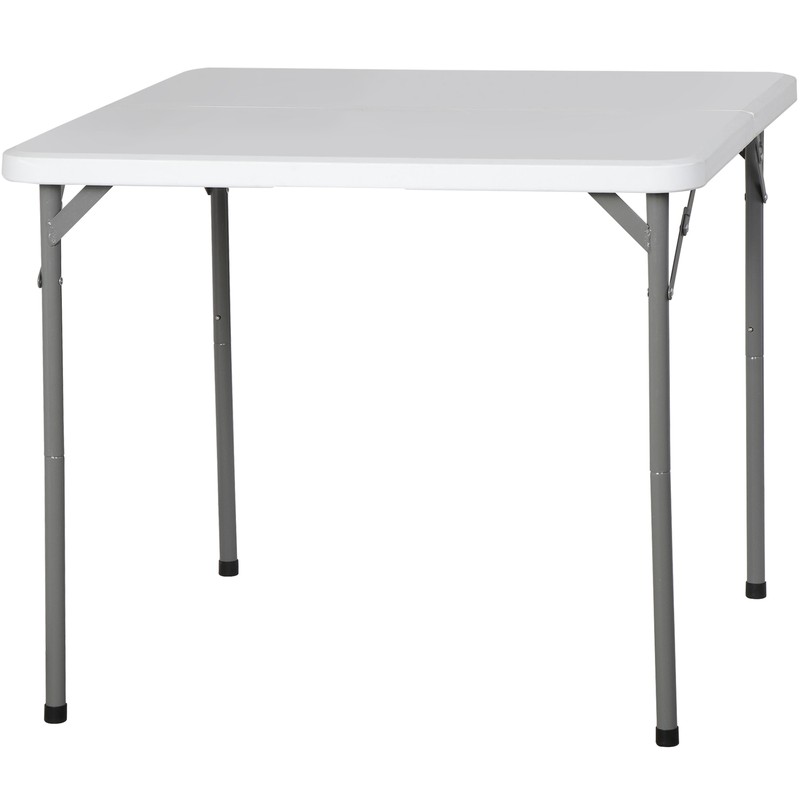 34″ Folding Table Plastic Bi-Folding Commercial Square Table for Kitchen White