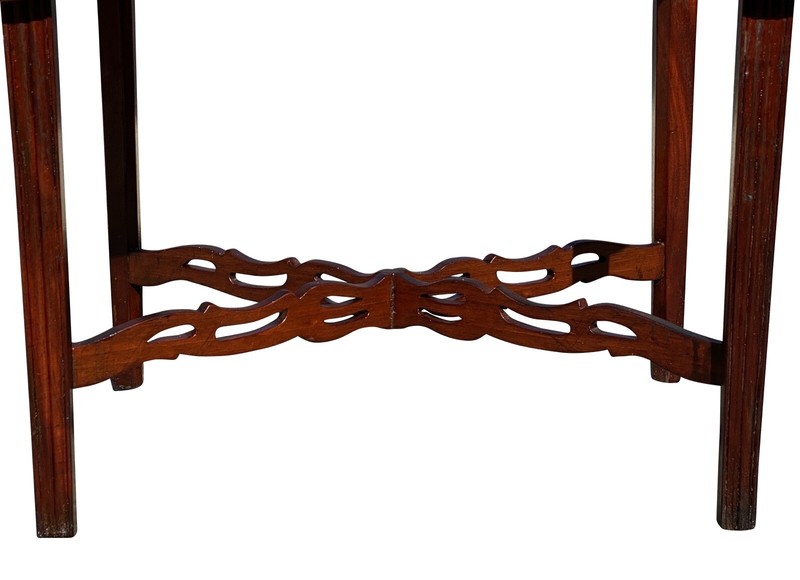 ANTIQUE CHIPPENDALE MAHOGANY DROP LEAF PEMBROKE TABLE - PIERCED CARVED STRETCHER gallery