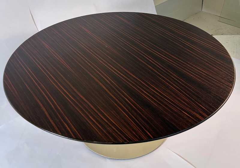 36" 1950s Knoll Saarinen Coffee Table with custom Macassar Ebony Vintage MCM gallery
