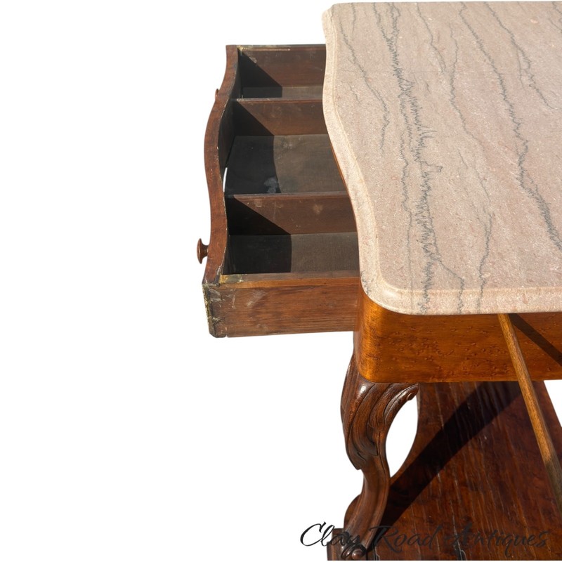 Antique Classical French empire console table marble top Birdseye maple 19th gallery