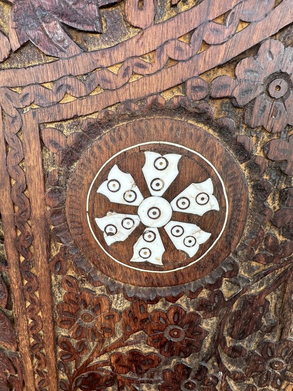 Antique Moroccan Carved Inlay Wooden Door, Table, Wall hanging 60”x27” gallery