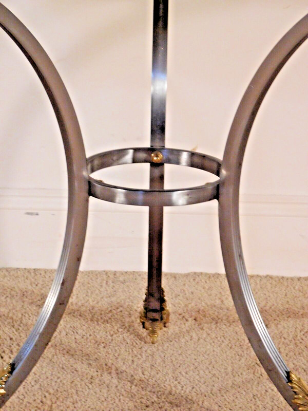 PR #2 Directoire Gueridon Brass & Steel Eagle Head Claw Foot Marble Top Tables gallery