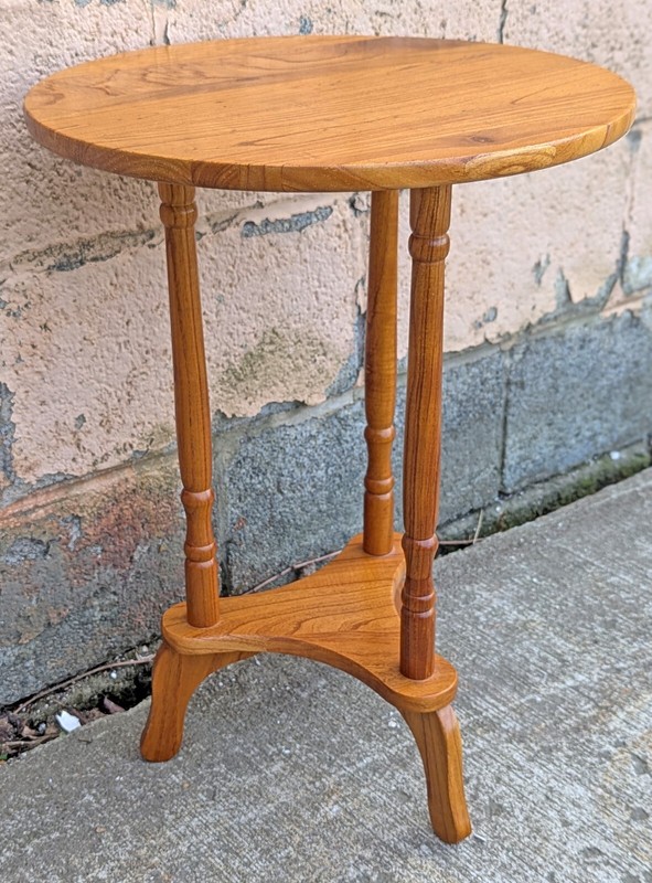 Vintage Old SOLID Acacia Wood Wooden End Accent Side Lamp Plant Nightstand Table