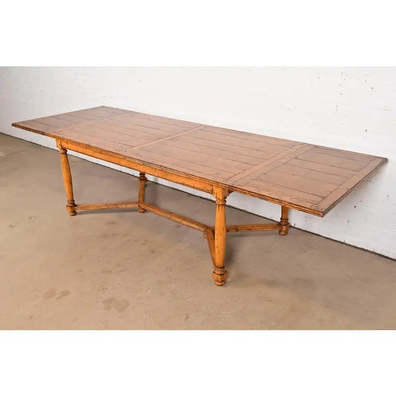 Guy Chaddock English Country Rustic Oak Harvest Farm Extension Dining Table gallery