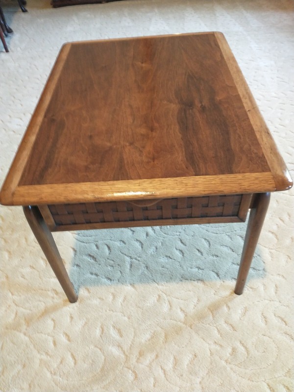 Lane Perception End Table By Warren Church Floating Top W/ Brass Spheres