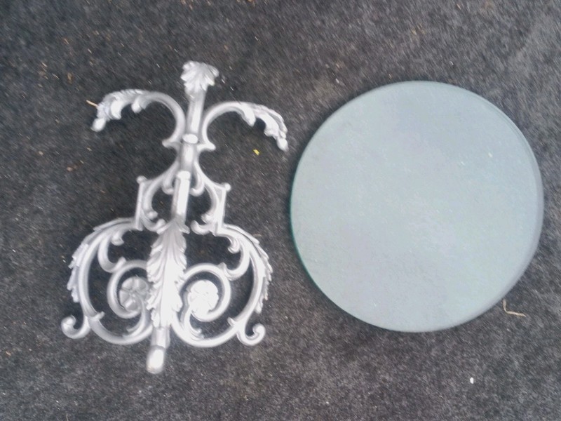 VTG VICTORIAN ROUND GLASS Wrought Iron 18x18" FLORAL use IN/Out ELEGANT RARE WOW gallery