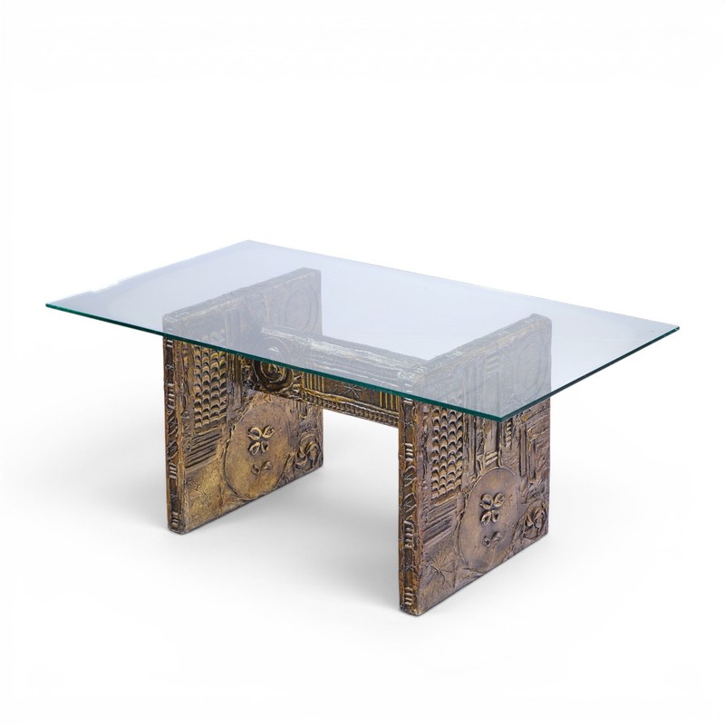 Adrian Pearsall for Craft Associates Midcentury Brutalist Glass Top Dining Table gallery