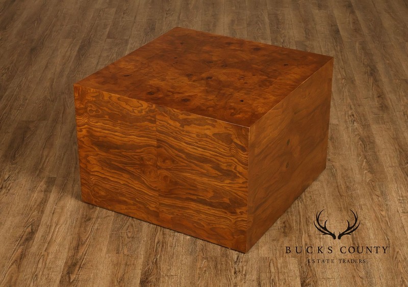 Mid Century Modern Burl Wood Cube Side Table gallery