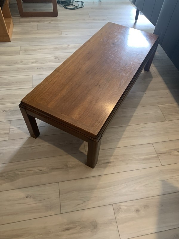 Vintage Lane Mid Century Modern Rectangular Walnut Wood Coffee Table 49 In Long gallery