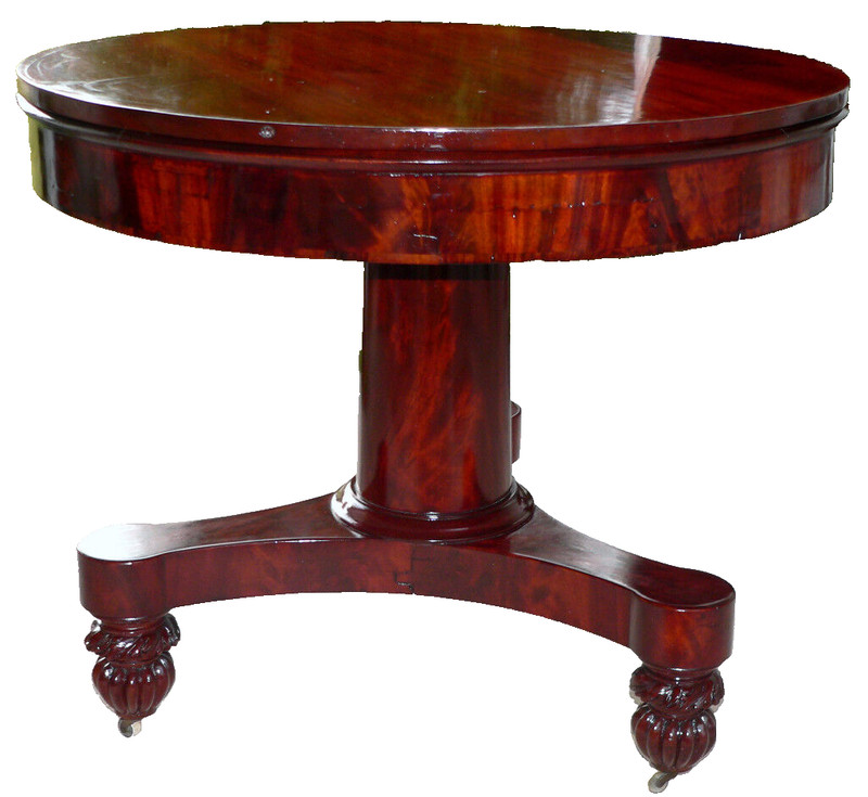 Center TABLE, Foyer, Classical Empire, Mahogany, Rswd Band Inlay, 35" dia, c1830 gallery