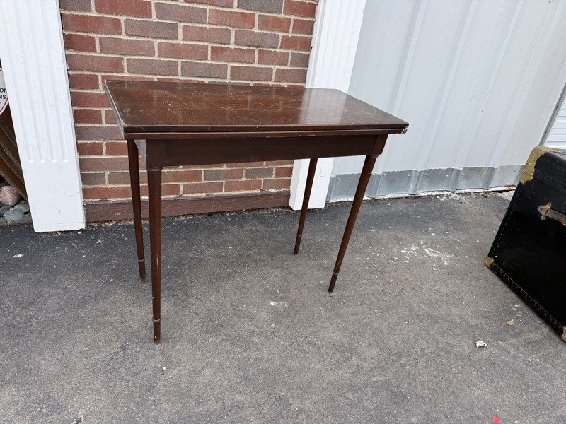 Vintage MCM Flip Top Game Table Mahogany Finish Folding Card Table Restoration gallery