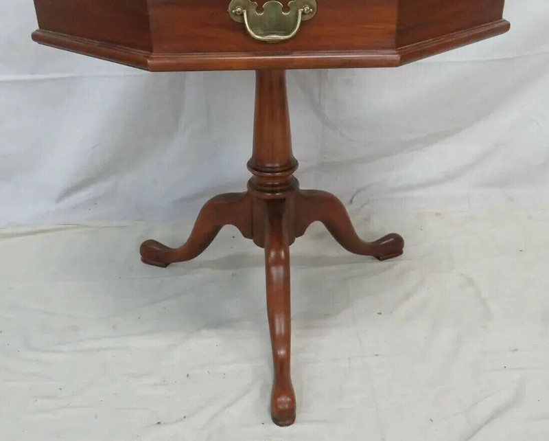 Henkel Harris Jefferson Black Cherry Octagon Flip Top Pedestal Center Side Table gallery