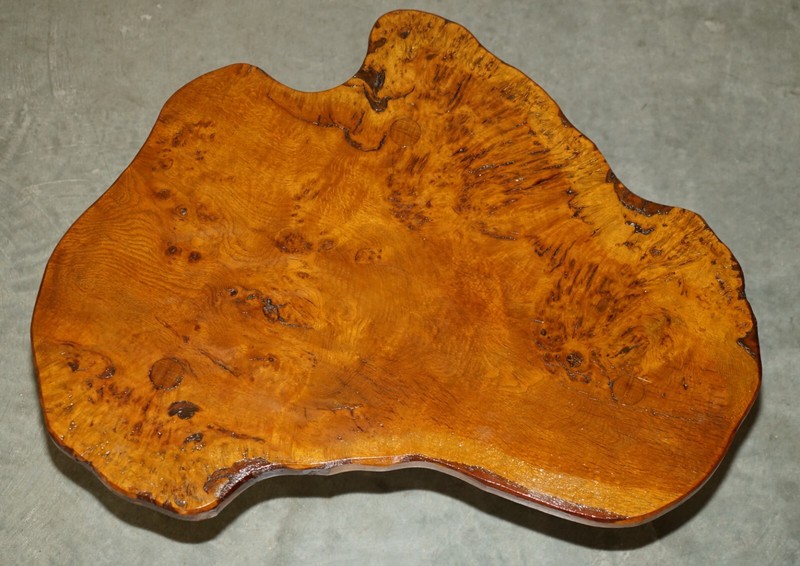 STUNNING LIVE EDGE SLAB COFFEE OR COCKTAIL TABLE IN BURR PIPPY OAK gallery