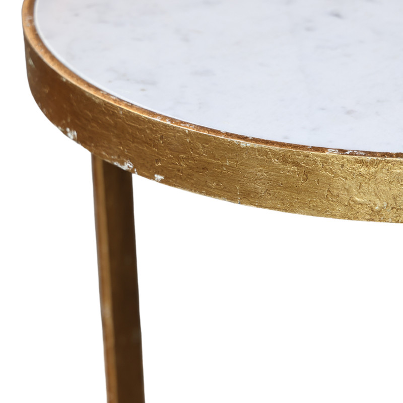 19th Century Table with Antique Gold Base & White Marble Top (Large) gallery