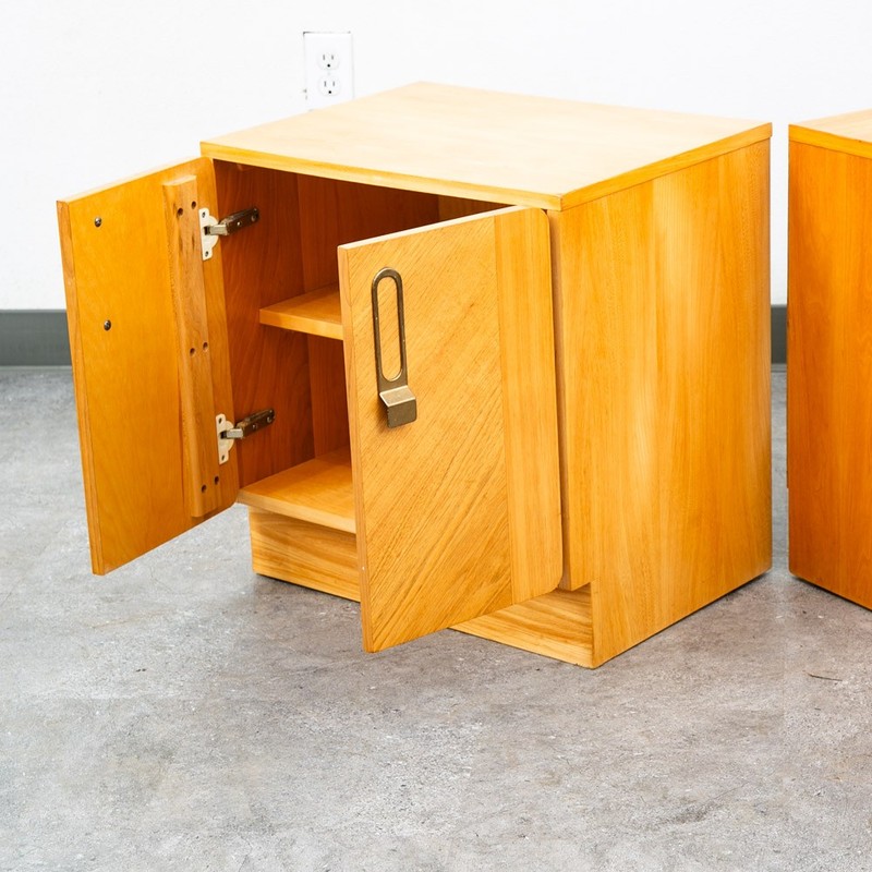 Mid Century Modern Nightstands Doors End Side Tables Blonde Canadian Mcm Two 2 gallery