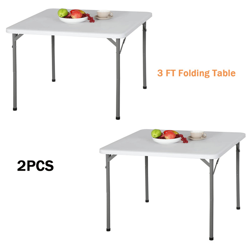 2PCS 3FT Fold Half Small Card Tables w/ Collapsible Legs for Adults Indoor