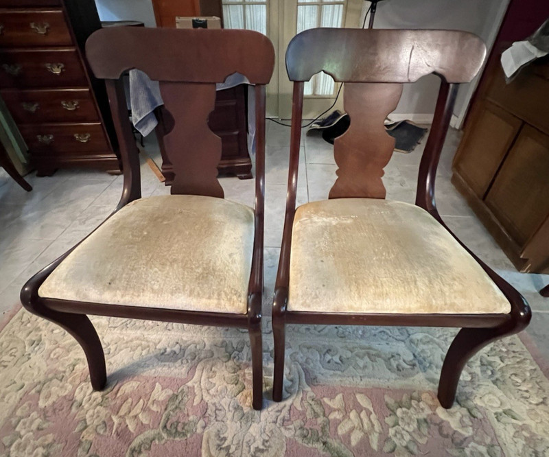 2 Regency Style Solid Mahogany Brewster Dining Room Chairs