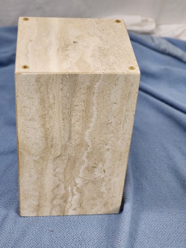 Vintage Marble Occasional Table with Floating Marble Center Glass Travertine gallery