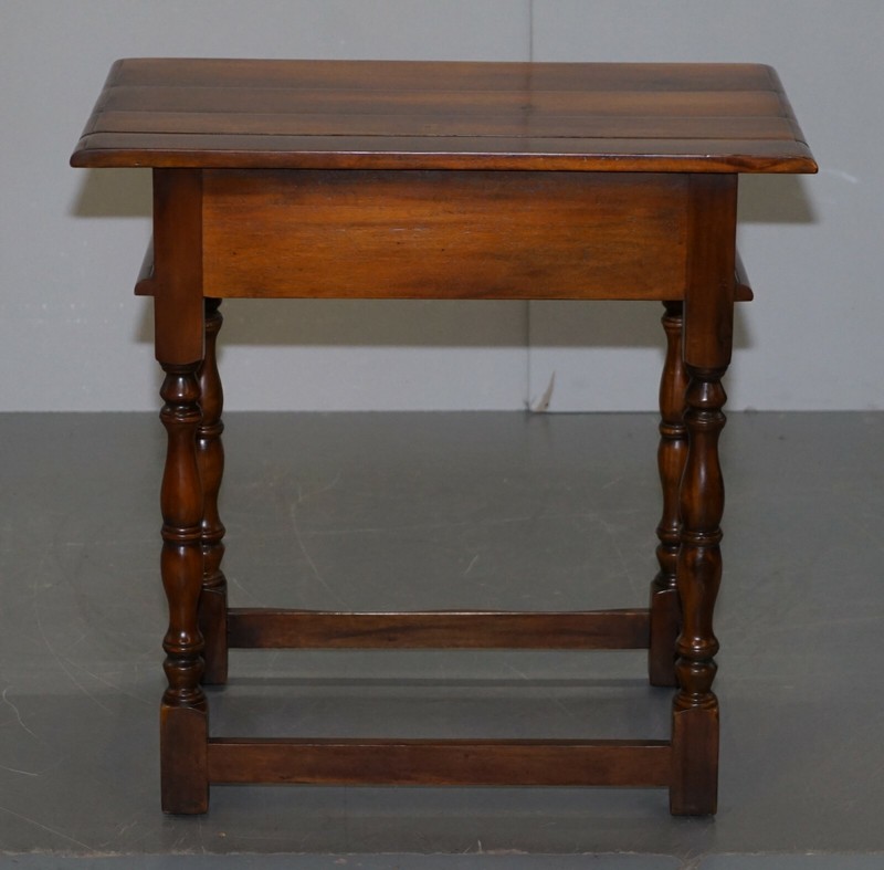 LUXURY LARGE THEODORE ALEXANDER MAHOGANY SIDE TABLE WITH SINGLE DRAWER CAMPAIGN gallery
