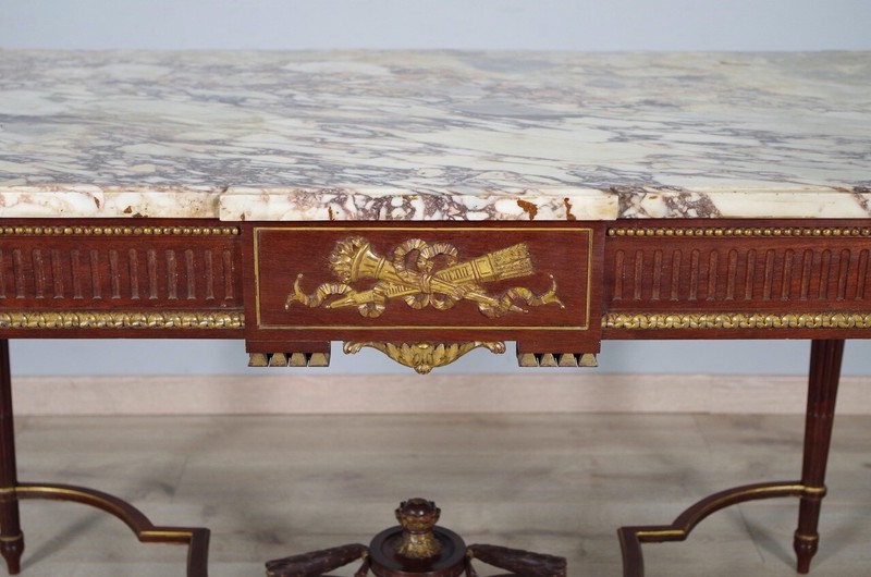 Louis XVI Mahogany Middle Table, Signed L. Rosnay, circa 1880 gallery