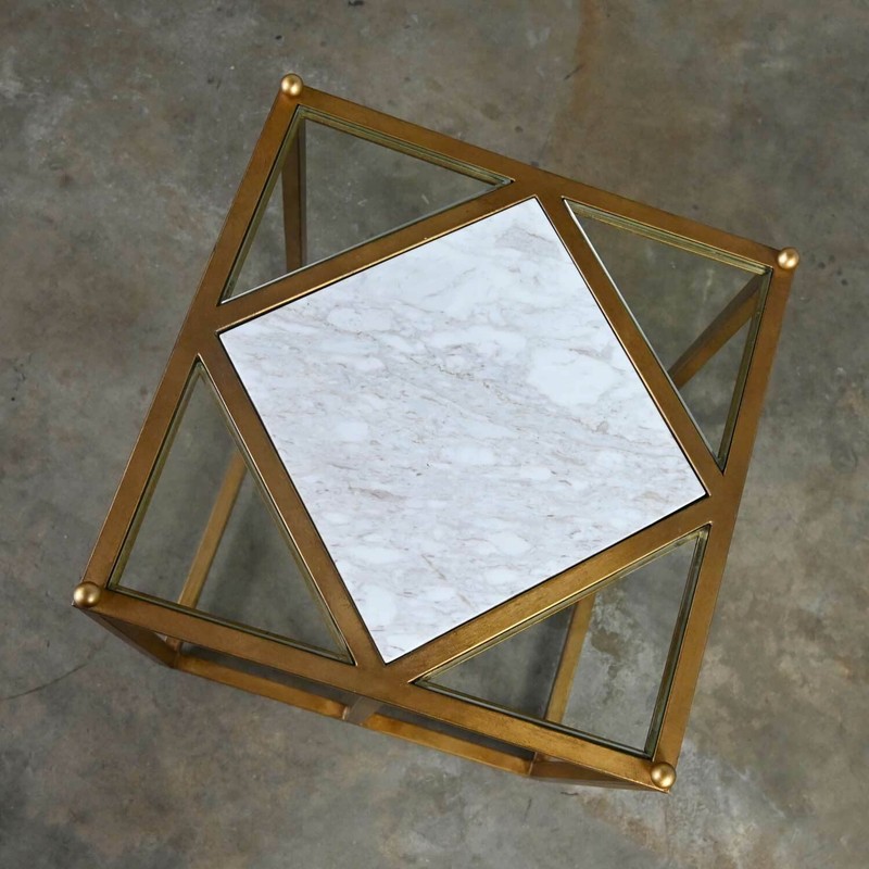 Chelsea House Jamie Merida Collection Iron Antique Gold Leaf Harlequin Side Tabl gallery