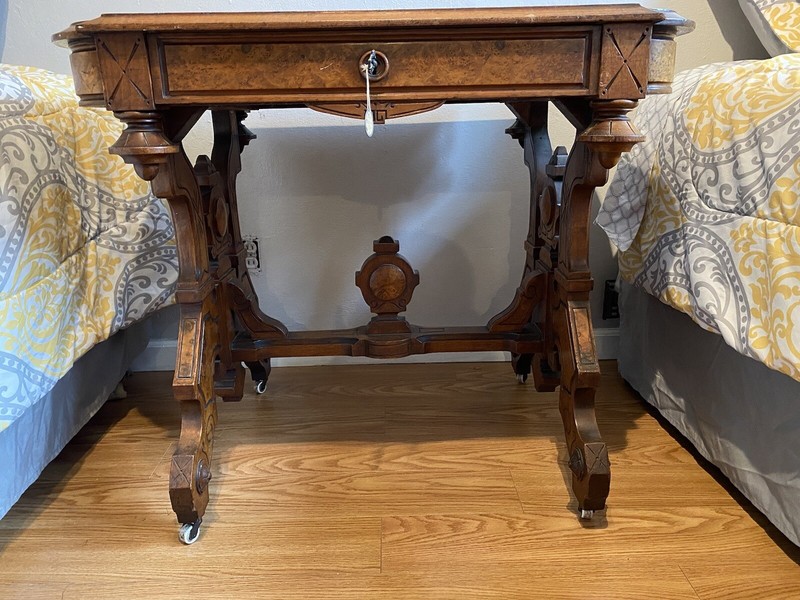 Antique Walnut Leather-Top Library Table gallery
