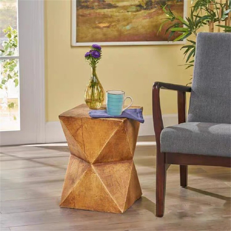 Outdoor Lightweight Concrete Side Table Elegant Geometric Accent Table Handmade gallery