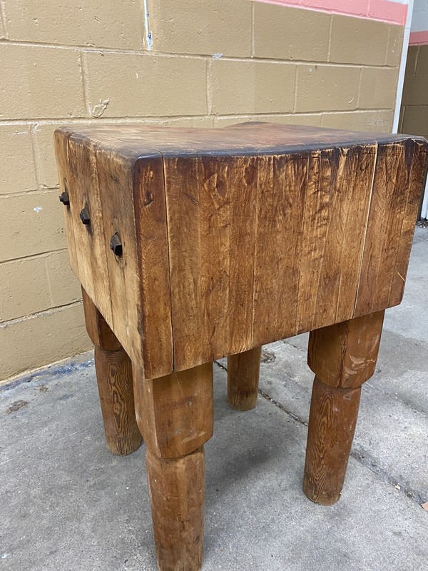 Vintage Bally Butcher Block Antique 1929 Table Original gallery