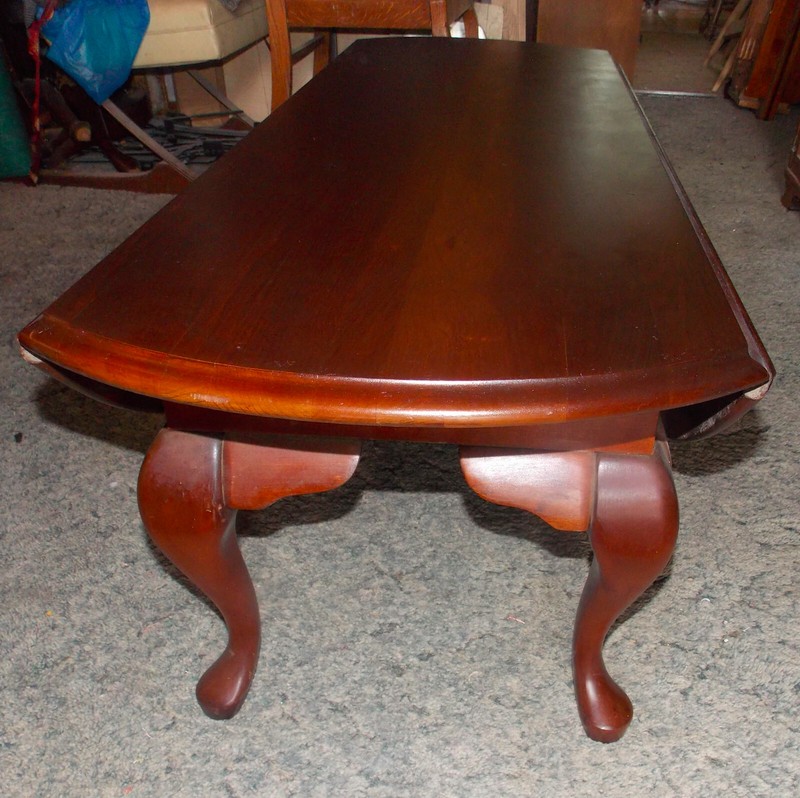 Solid Cherry Mid Century Oval Dropleaf Coffee Table (CT256) gallery