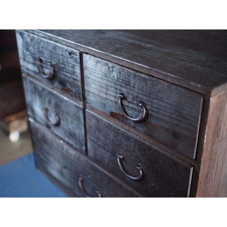 Antique Japanese Edo Period Small Chest Drawer Koro-ten F Size Used 21cm (8.3in) gallery