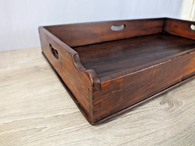 C1900 Antique Butlers Tray Hand Dovetailed Solid Oak with Good Finish gallery