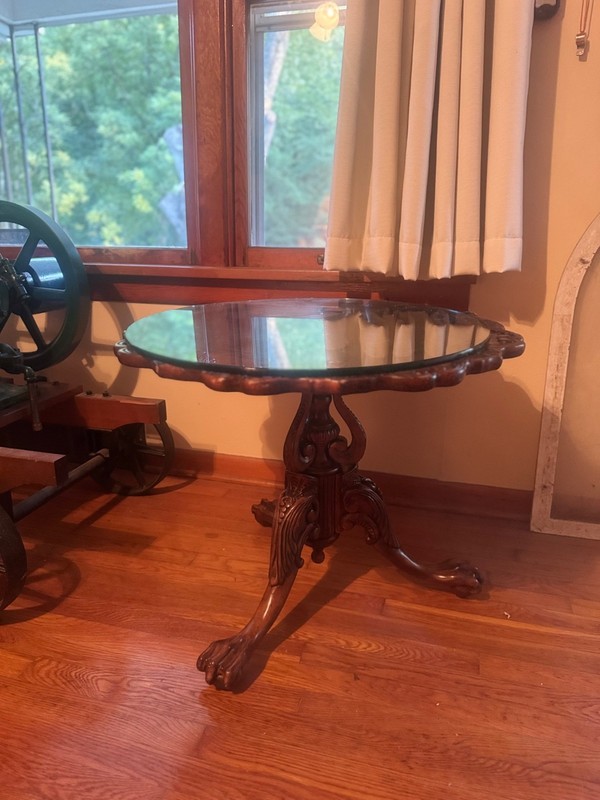 Antique Rococo Revival Victorian Claw Ornate Pedestal side/occasional Table gallery