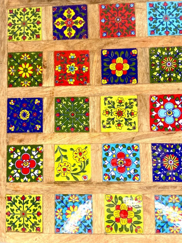 Vintage Handmade Monterey Style Top Table Riser 36 Colored Tiles Folk Art 18x18 gallery
