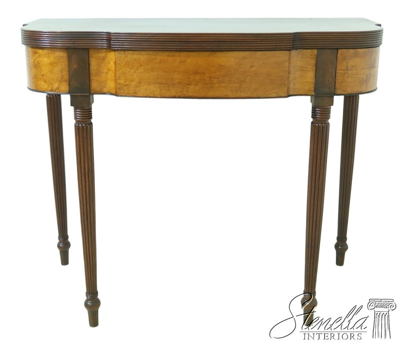 F53549: Period Antique Sheraton Mahogany & Birdseye Maple Games Table