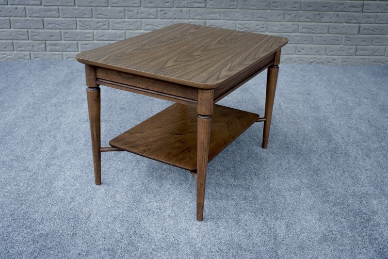 Mid Century Modern Woodgrain Formica & Ash Two Tier End Table