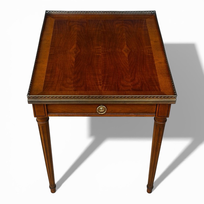 Baker Furniture Square Milling Road Louis XVI Bouillotte Accent Table 26" Walnut gallery