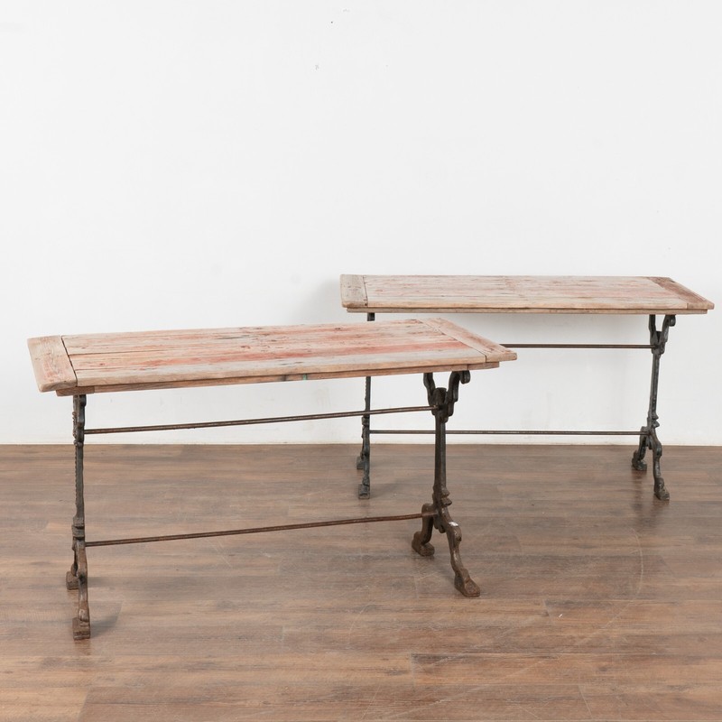 Pair, Rustic Side Tables with Iron Base, Sweden circa 1890-1900