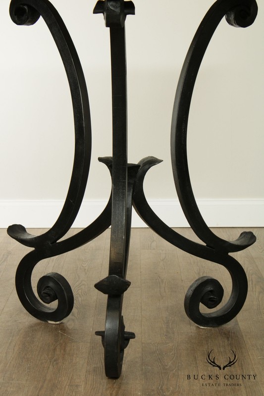 Hand Forged Iron Base 42" Pub Table Square Travertine Top gallery