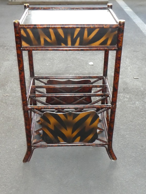 MAITLAND SMITH FAUX TIGER REAL BAMBOO MAGAZINE STAND gallery