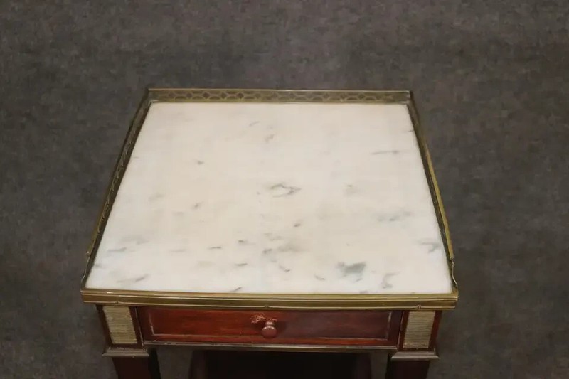 Louis XVI Directoire Style French Mahogany and Marble Top Stand Circa 1910 gallery