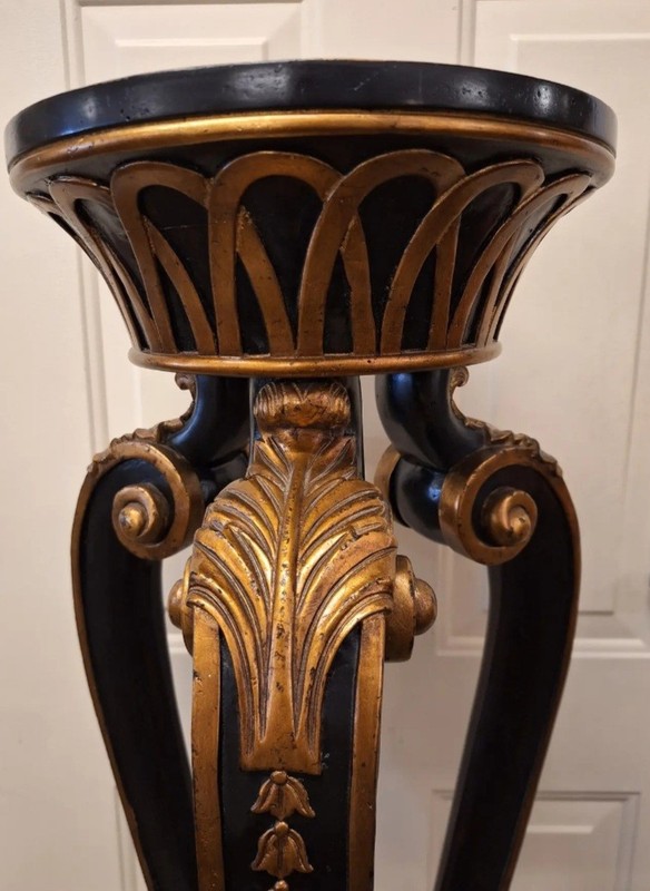 John Richard Empire Style Leather Top Gold Gilt Carved Plant Stand / Pedastal gallery