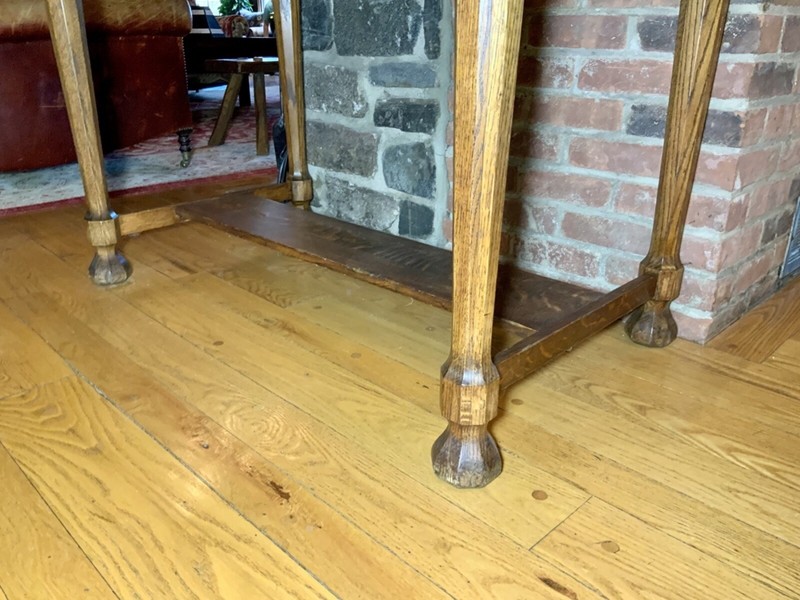 Antique Gothic Revival Style Oak Library Console Table gallery